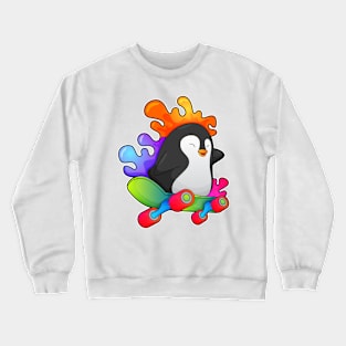 Penguin as Skater with Skateboard Crewneck Sweatshirt